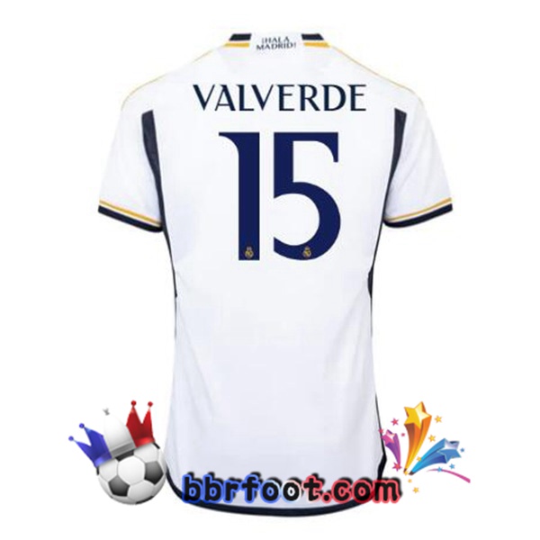 Maillot Foot Real Madrid (Valverde 15) Domicile Blanc 2023/2024