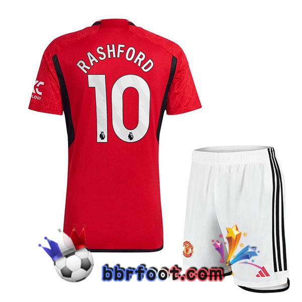 Maillot Foot Manchester United (Rashford 10) Enfant Domicile Rouge 2023/2024