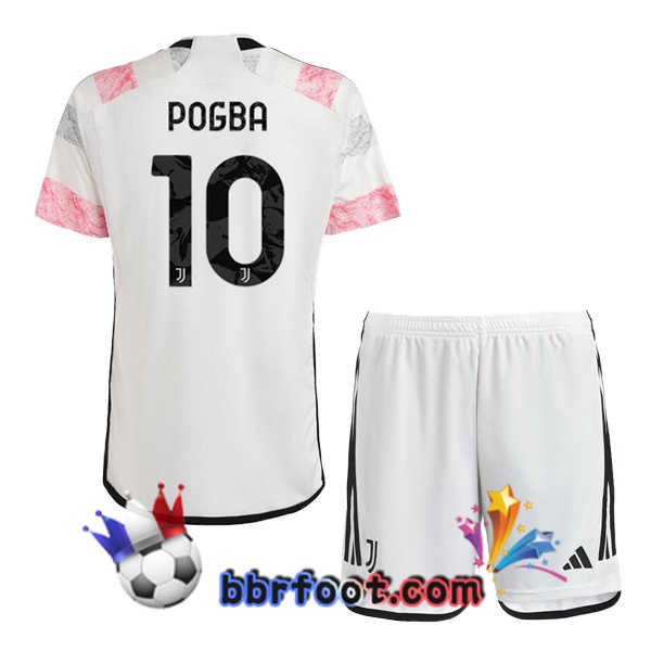 Maillot Foot Juventus (POGBA 10) Enfant Exterieur Blanc 2023/2024