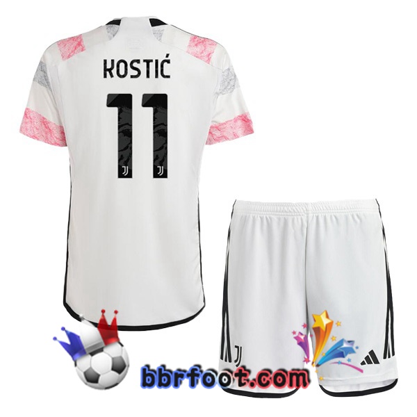 Maillot Foot Juventus (KOSTIĆ 11) Enfant Exterieur Blanc 2023/2024