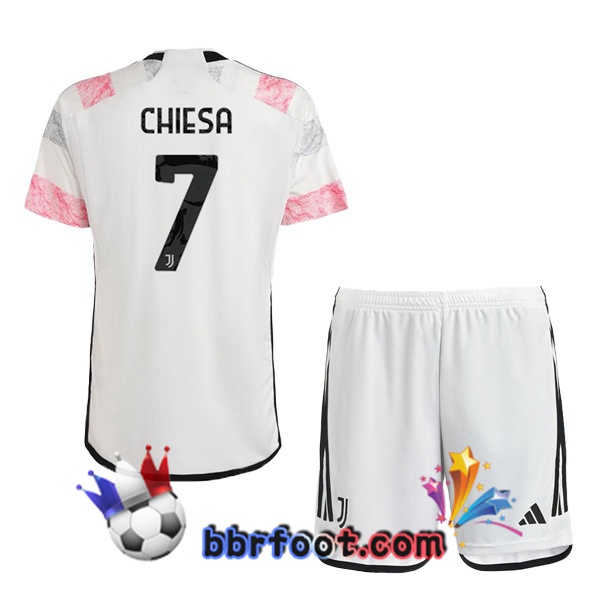 Maillot Foot Juventus (CHIESA 7) Enfant Exterieur Blanc 2023/2024