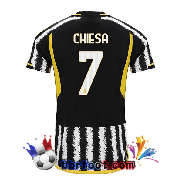 Maillot Foot Juventus (CHIESA 7) Domicile Noir Blanc 2023/2024