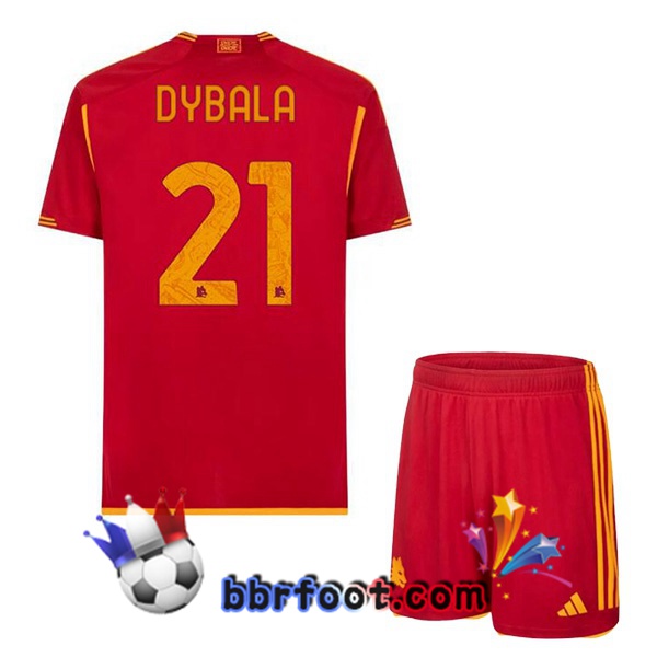 Maillot Foot AS Roma (DYBALA 21) Enfant Domicile Rouge 2023/2024