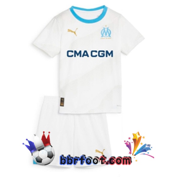 Maillot Foot Marseille OM Enfant Domicile Blanc 2023/2024