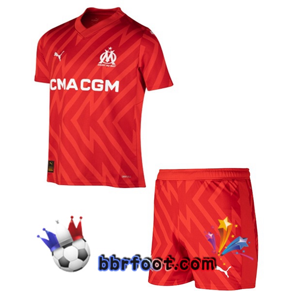 Maillot Foot Marseille OM Enfant Gardien de but Rouge 2023/2024