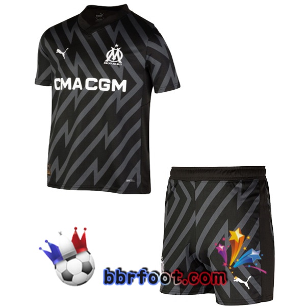 Maillot Foot Marseille OM Enfant Gardien de but Noir 2023/2024 Maillot Foot Marseille OM Enfant Gardien de but Noir 2023/2024