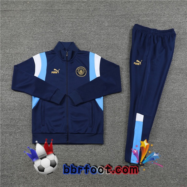Veste Survetement Foot Manchester City Bleu Royal 2023/2024