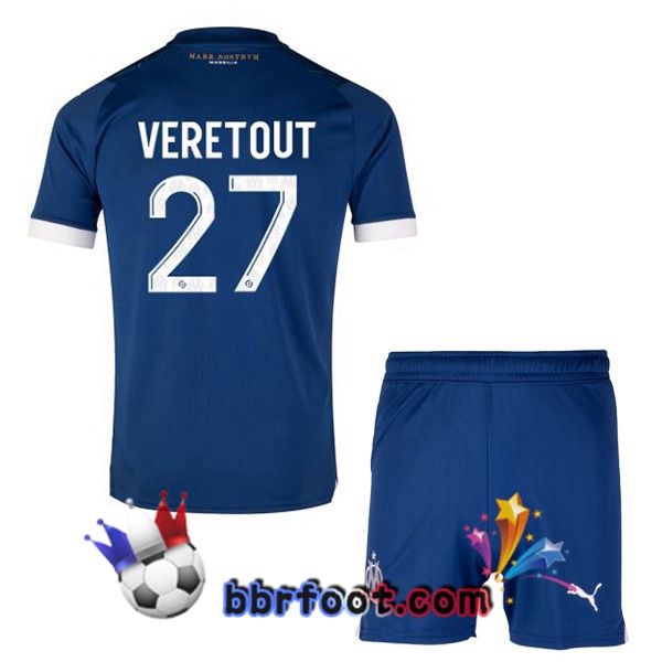Maillot Foot Marseille OM (VERETOUT 27) Enfant Exterieur Bleu 2023/2024