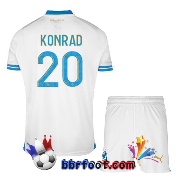 Maillot Foot Marseille OM (KONRAD 20) Enfant Domicile Blanc 2023/2024