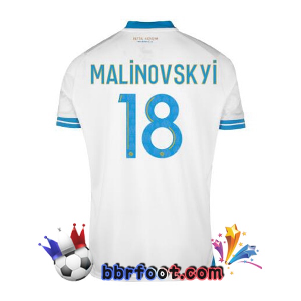 Maillot Foot Marseille OM (MALINOVSKYI 18) Domicile Blanc 2023/2024