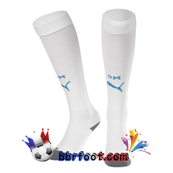 Chaussettes Foot Marseille OM Domicile Blanc 2023/2024 Chaussettes Foot Marseille OM Domicile Blanc 2023/2024