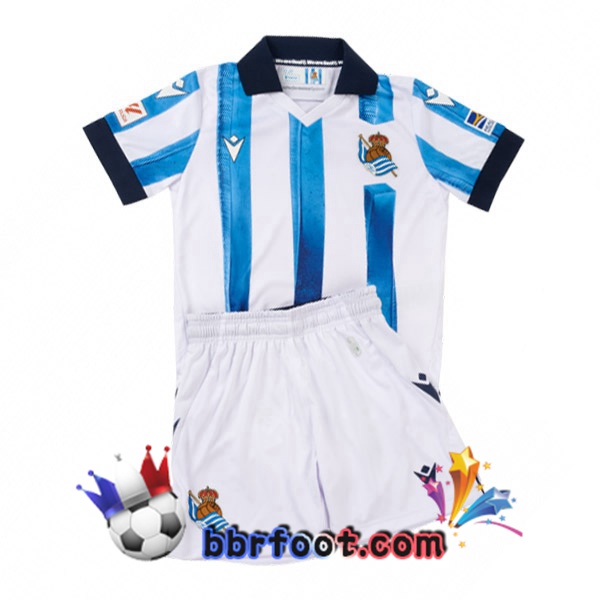 Maillot Foot Real Sociedad Enfant Domicile Bleu Blanc 2023/2024