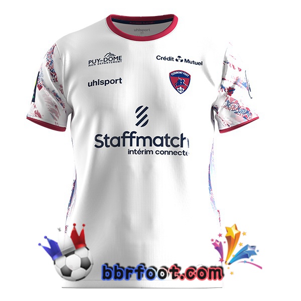 Maillot Foot Clermont Foot 63 Exterieur Blanc 2023/2024 Maillot Foot Clermont Foot 63 Exterieur Blanc 2023/2024