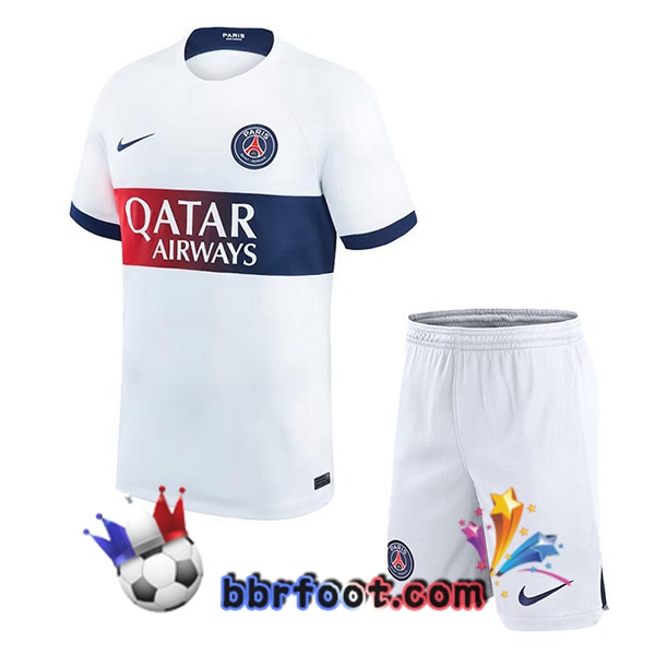 Maillot Foot Paris PSG Enfant Exterieur Blanc 2023/2024