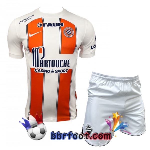 Maillot Foot Montpellier HSC Enfant Exterieur Blanc Orange 2023/2024 Maillot Foot Montpellier HSC Enfant Exterieur Blanc Orange 2023/2024