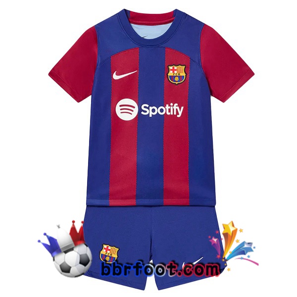 Maillot Foot FC Barcelone Enfant Domicile Bleu Rouge 2023/2024