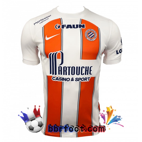 Maillot Foot Montpellier HSC Exterieur Blanc Orange 2023/2024
