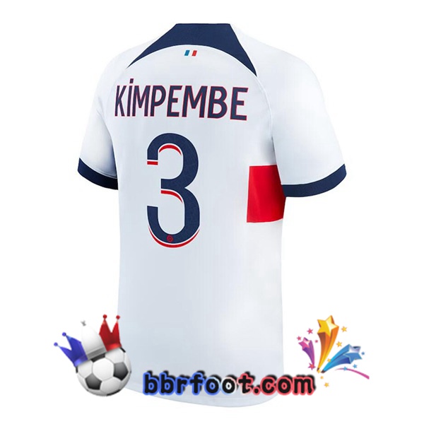 Maillot Foot Paris PSG (Kimpembe 3) Exterieur Blanc 2023/2024