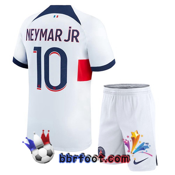 Maillot Foot Paris PSG (Neymar Jr 10) Enfant Exterieur Blanc 2023/2024