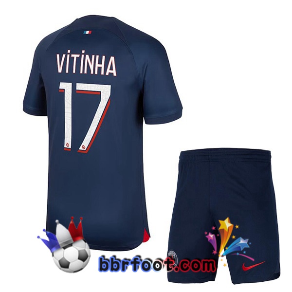 Maillot Foot Paris PSG (Vitinha 17) Enfant Domicile Bleu Royal 2023/2024