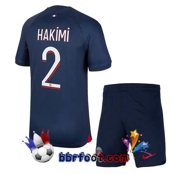 Maillot Foot Paris PSG (Hakimi 2) Enfant Domicile Bleu Royal 2023/2024