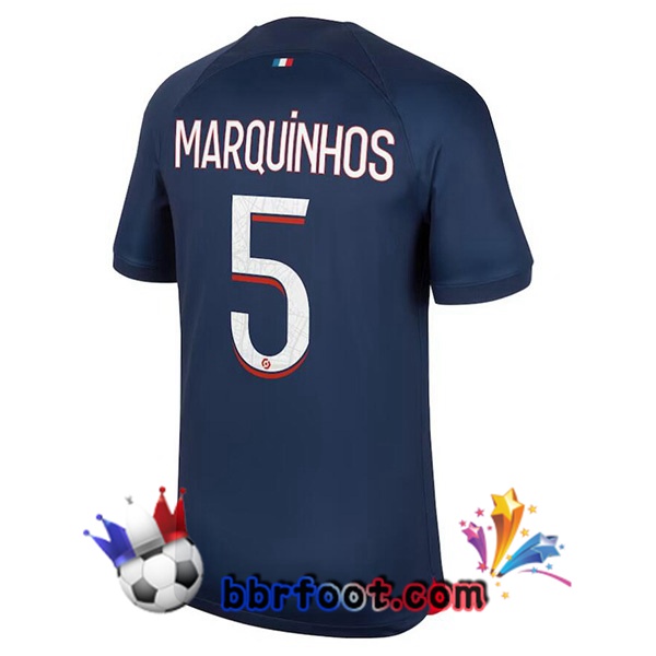 Maillot Foot Paris PSG (Marquinhos 5) Domicile Bleu Royal 2023/2024