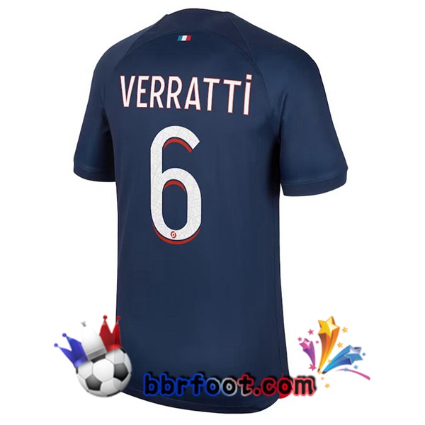 Maillot Foot Paris PSG (Verratti 6) Domicile Bleu Royal 2023/2024