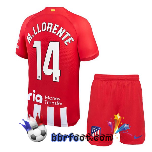 Maillot Foot Atletico Madrid (M. Llorente 14) Enfant Domicile Rouge 2023/2024