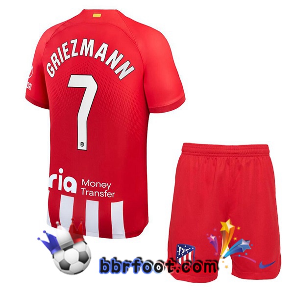 Maillot Foot Atletico Madrid (Griezmann 7) Enfant Domicile Rouge 2023/2024