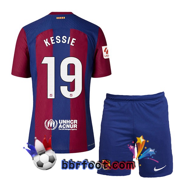 Maillot Foot FC Barcelone (KESSIE 19) Enfant Domicile Bleu Rouge 2023/2024