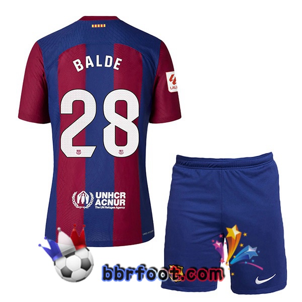 Maillot Foot FC Barcelone (BALDE 28) Enfant Domicile Bleu Rouge 2023/2024