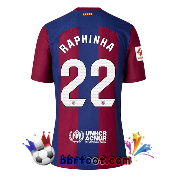 Maillot Foot FC Barcelone (RAPHINHA 22) Domicile Bleu Rouge 2023/2024