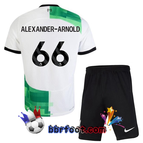 Maillot Foot FC Liverpool (ALEXANDER-ARNOLD 66) Enfant Exterieur Blanc Vert 2023/2024