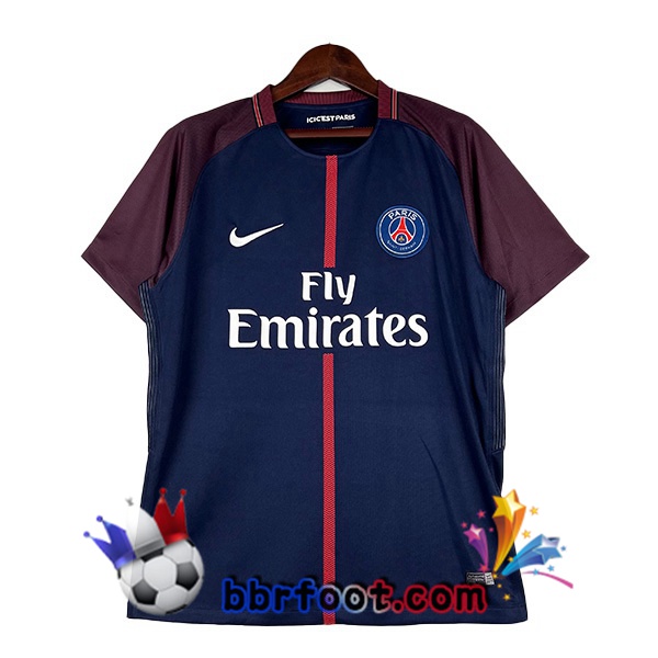Maillot de Foot Paris PSG Retro Domicile Bleu Royal 2017-2018