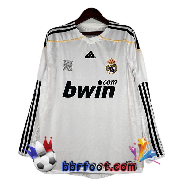 Maillot de Foot Real Madrid Retro Domicile Manche Longue Blanc 2009-2010