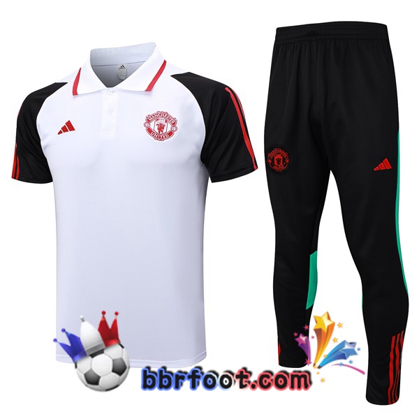 Polo Foot Manchester United + Pantalon Blanc 2023/2024