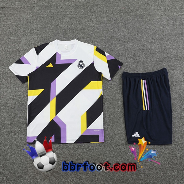 Ensemble Training T-Shirts Real Madrid + Shorts Blanc Noir 2023/2024
