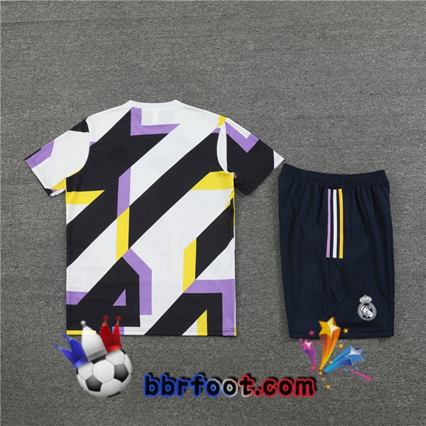 Ensemble Training T-Shirts Real Madrid + Shorts Blanc Noir 2023/2024