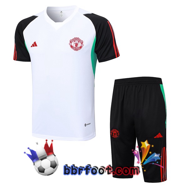 Ensemble Training T-Shirts Manchester United + Shorts Blanc 2023/2024
