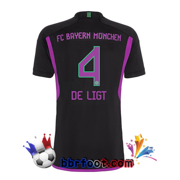 Maillot Foot Bayern Munich (de Ligt 4) Exterieur Noir 2023/2024