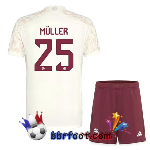 Maillot Foot Bayern Munich (Müller 25) Enfant Third Jaune 2023/2024