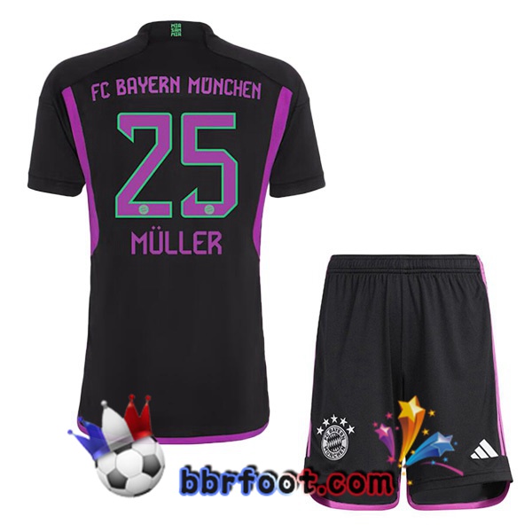 Maillot Foot Bayern Munich (Müller 25) Enfant Exterieur Noir 2023/2024