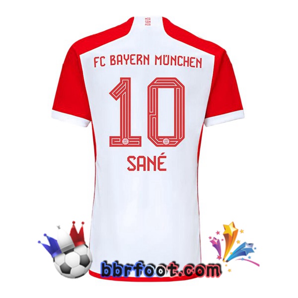 Maillot Foot Bayern Munich (Sané 10) Domicile Blanc Rouge 2023/2024