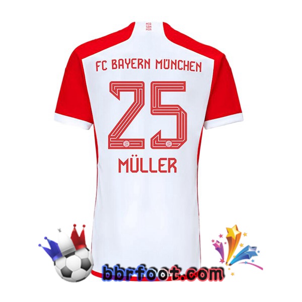 Maillot Foot Bayern Munich (Müller 25) Domicile Blanc Rouge 2023/2024
