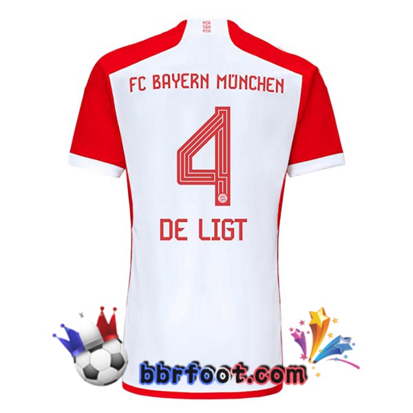 Maillot Foot Bayern Munich (de Ligt 4) Domicile Blanc Rouge 2023/2024