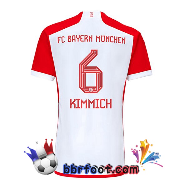 Maillot Foot Bayern Munich (Kimmich 6) Domicile Blanc Rouge 2023/2024