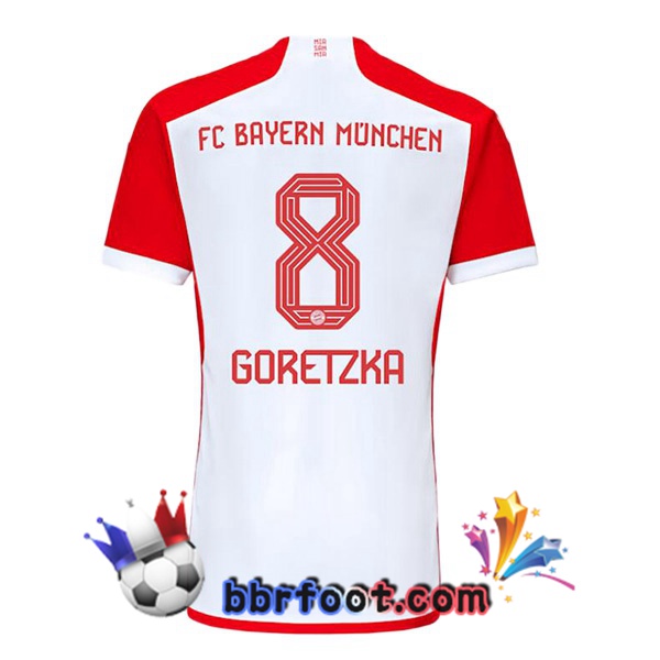 Maillot Foot Bayern Munich (Goretzka 8) Domicile Blanc Rouge 2023/2024