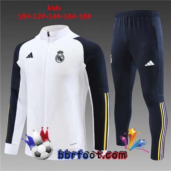 Veste Survetement Foot Real Madrid Enfant Blanc 2023/2024