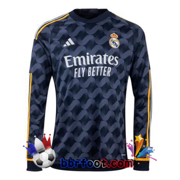 Maillot Foot Real Madrid Exterieur Manche Longue Bleu Royal 2023/2024