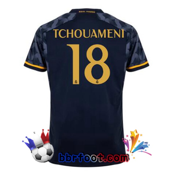 Maillot Foot Real Madrid (Tchouameni 18) Exterieur Bleu Royal 2023/2024